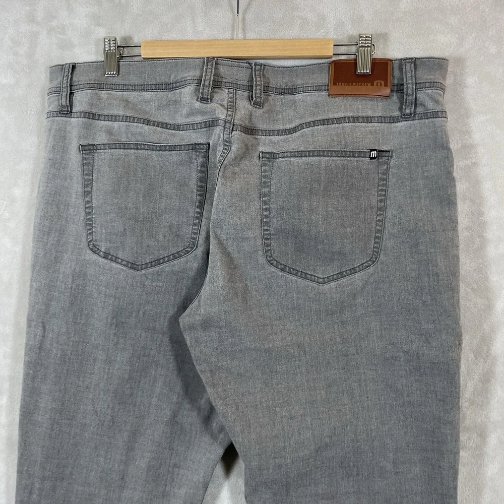 Travis Mathew Legacy Featherweight Stretch Jeans 38x32 Gray Faded Color